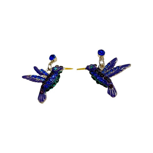 Blue | Purple | Green Hummingbird Earrings