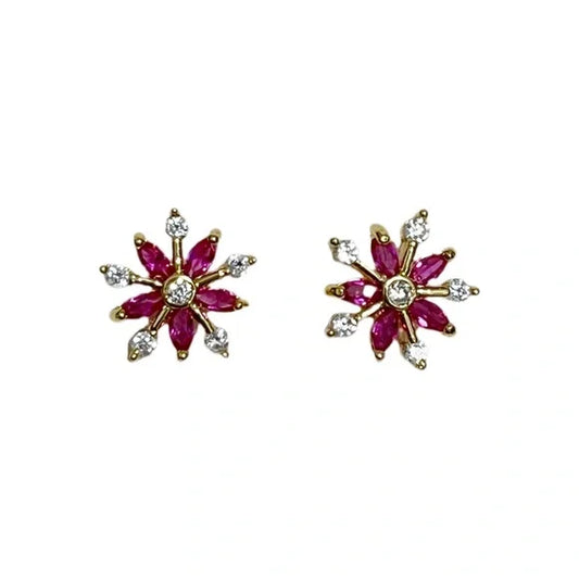 Pink | Gold Flower Stud Earrings