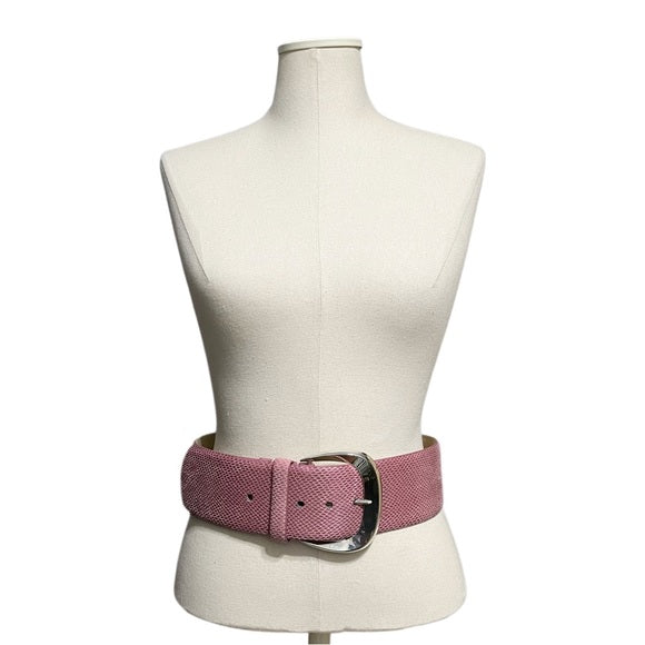 WHBM Pink Textured Extra Wide Silver Buckle Belt Sz-Medium/Large
