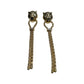Lion Gold Head Tassel Earrings