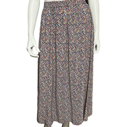 Vintage Rainbow Elastic Waist 100% Skirt Midi Skirt Sz-3X