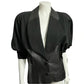 Vintage Wool/Leather Oversized Shoulder Blazer