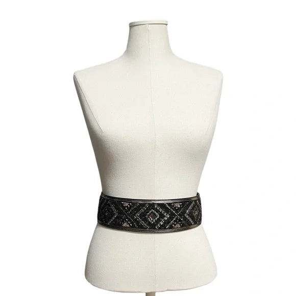 WHBM Partial Leather With Beaded Detail Sz-Medium