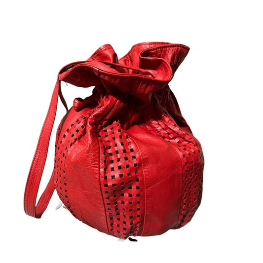 Vintage L.J. Simone New York Red Leather Bucket Sz- One-Size