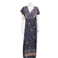Floral V-Neck 100% Cotton Multicolored Maxi Wrap Dress Sz-Medium