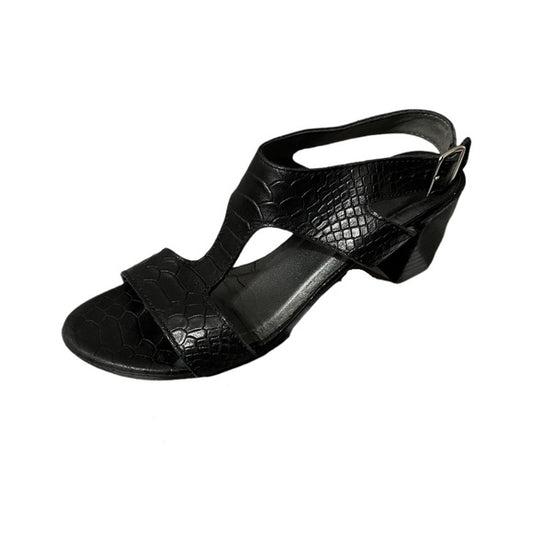 Stuart Weitzman Black Textured Leather Open Toe Sandals Sz-6.5 M