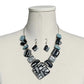 Metallic | Blue | Black Necklace Set