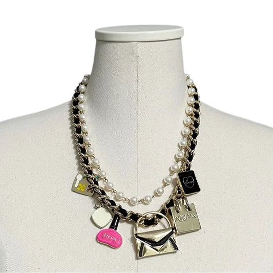 Gold Charm Statement Necklace