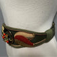 Carolyn Tanner Vintage Suede Leather Green Beaded Belt Adjustable