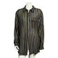 Lauren Ralph Lauren Black/Tan Stripe Silk Linen Shirt Sz-2X
