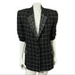 Vintage Criscione Black Windowpane Jeweled Wool Silk Blazer Sz-Large