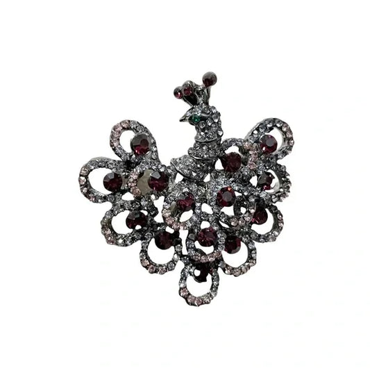 Purple Rhinestones Peacock Brooch