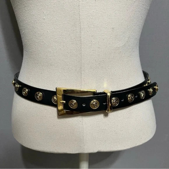The Limited Lion Head Leather Skinny Belt