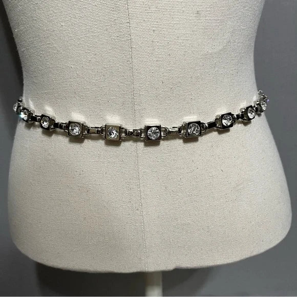 NY Co Silver Square Chain Belt Sm/ XLg
