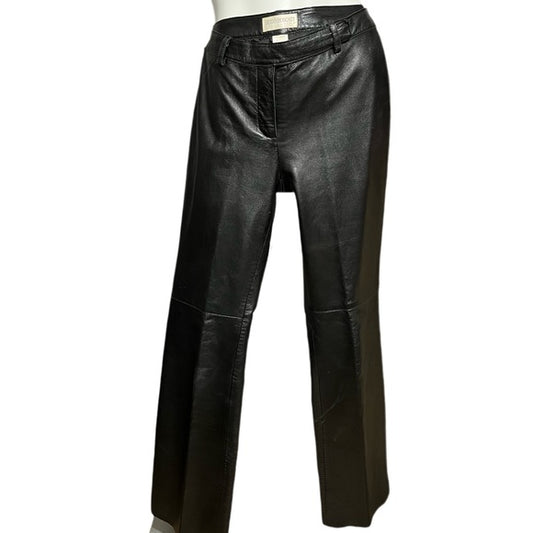 Vintage Hugo Buscati Black Leather Straight Leg Pants Sz-4
