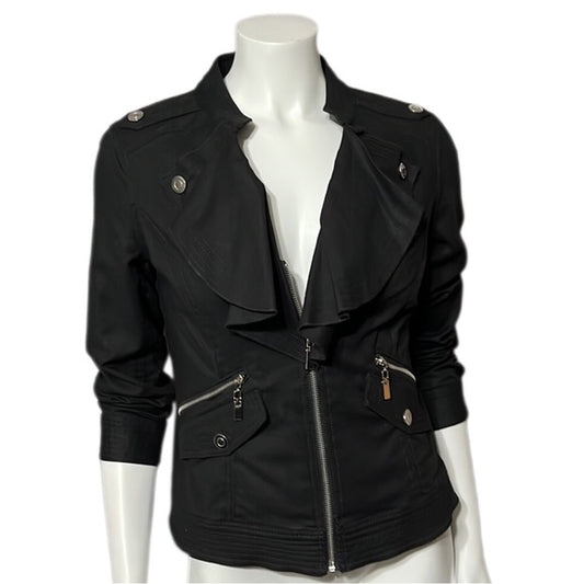 Katherine New York Black Cotton Zip Up Lightweight Jacket Sz- Small
