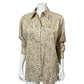 Jones New York Brown Leaf Print Cotton Button Front Shirt Sz-1X