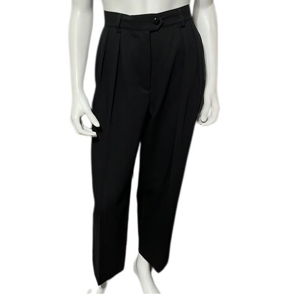 Escada Black Pleated Pure Wool Dress Pants Sz- 42 Large