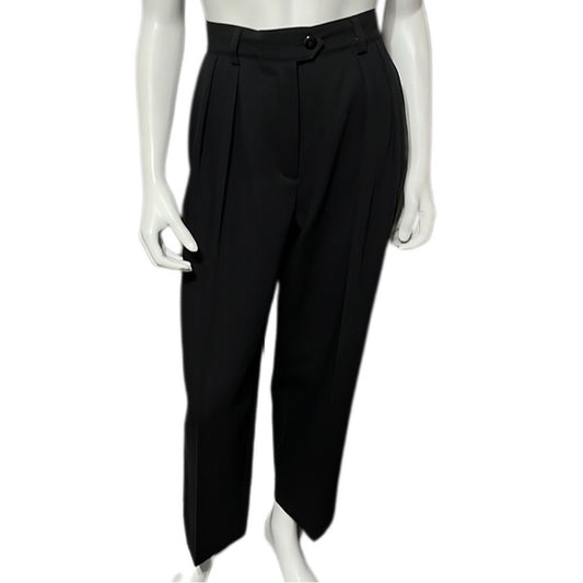 Escada Black Pleated Pure Wool Dress Pants Sz- 42 Large