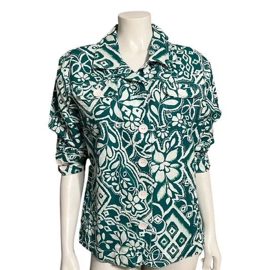 Croft & Barrow Green| White Linen/Cotton Jacket Sz-XL
