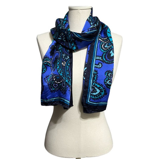 Anne Klein Blue | Green Silk Paisley Scarf