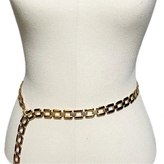 Skinny Gold Chain Square Adjustable Belt