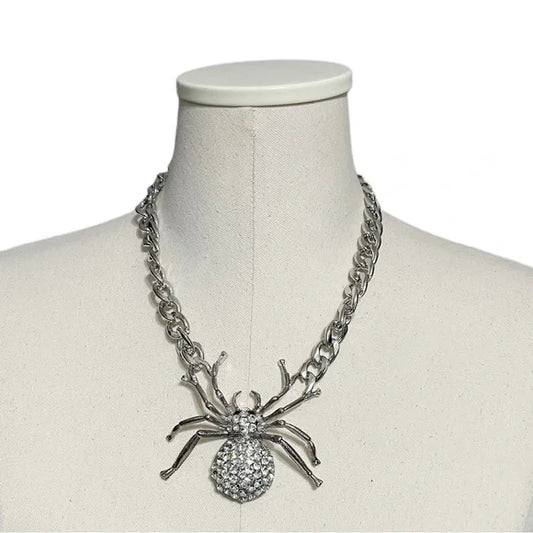 Spider Bling Silver Statement Necklace