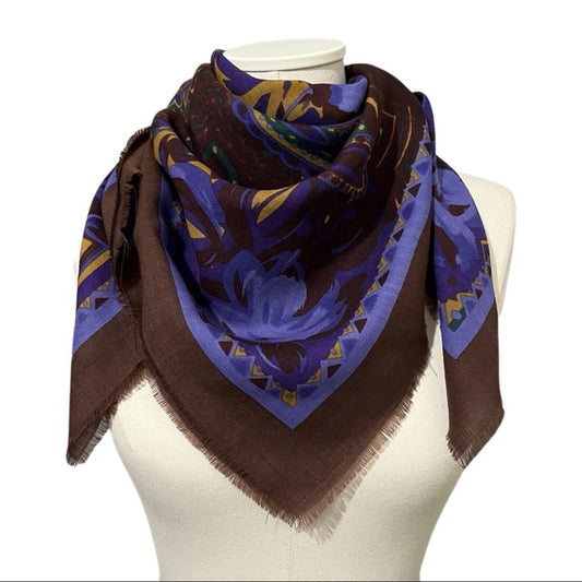 Christian Dior Paisley Floral Pure Wool Scarf OS