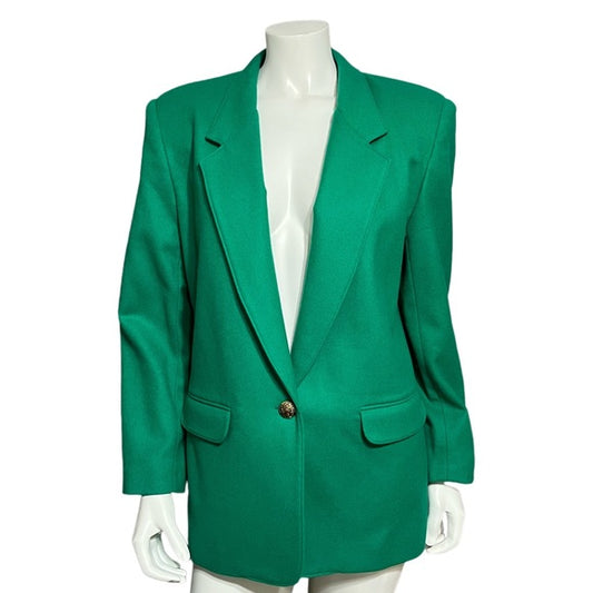 Alfred Dunner Emerald Green 100% Wool Blazer Sz-12