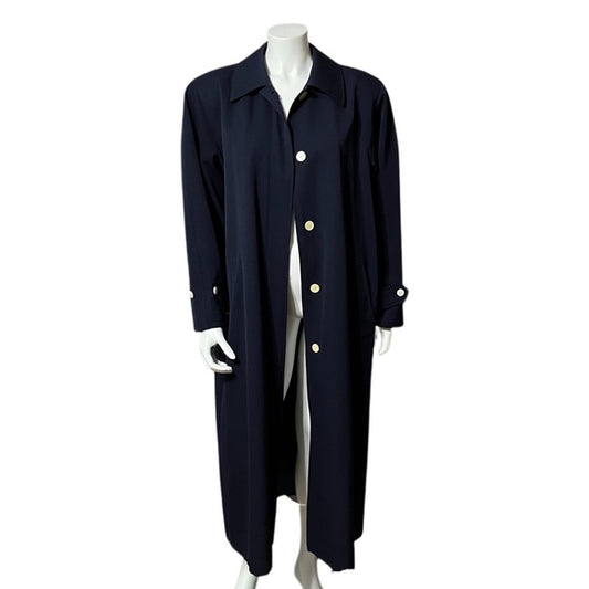 Sanyo Navy Long 100% Wool Trench Coat Sz-10