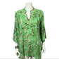 Amaya Green Floral Silk Print Tunic Top with Beads & Embroidered Sz Medium