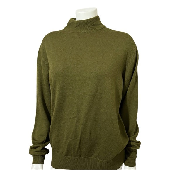 Saks Fith Avenue Green 100% Virgin Wool Men’s Sweater Sz-Large