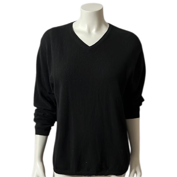 Lord & Taylor 2-Ply Cashmere Black V-Neck Sweater Sz-Xtra Large