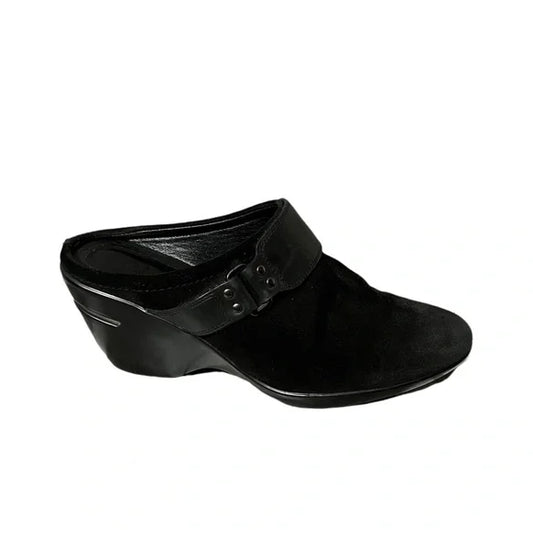Cole Haan Black Slip On Suede Leather Mules Sz-6 1/2 B
