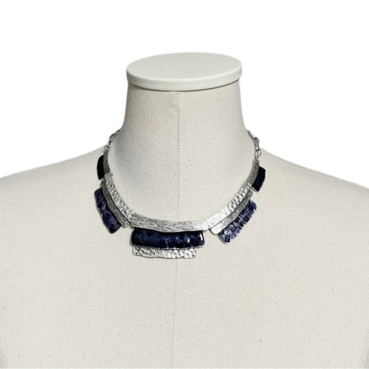 Silver Blue Statement Necklace
