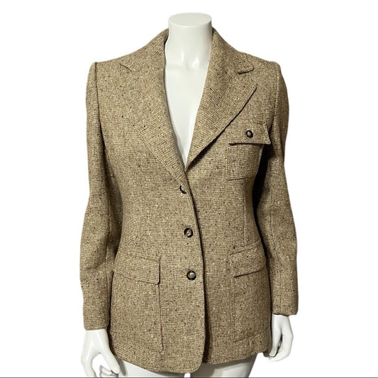 Vintage Country & Stables Wool Blend Brown Elbow Patch Blazer Sz- Medium
