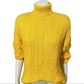 Wainscott Mustard Yellow Cotton Chunky Cable Knit Turtleneck Sz-Large