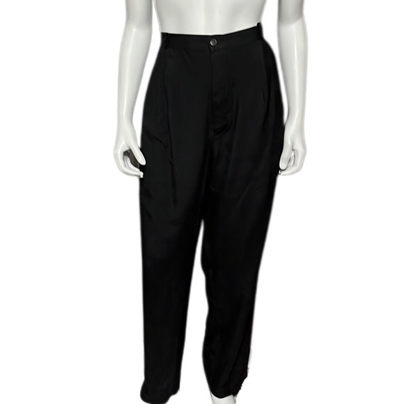 Black 100% Silk High Waisted Light Weight Pants Sz- XL