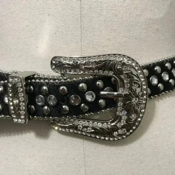 Christine Alexander Black Western Swarovski Crystals Bling Belt
