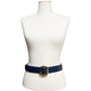 Liz Claiborne Vintage Navy With Gold Buckle Leather Belt Sz-Large