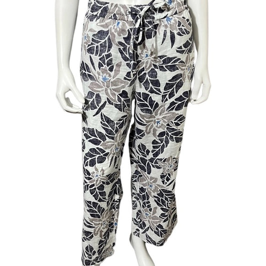 Tommy Bahama 100% Linen Leaf Print Cropped Pants Sz-Large