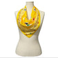 Yellow Rainbow Floral Print Silk Scarf