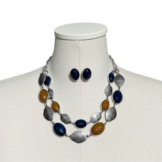 Silver | Green | Brown Earring & Necklace Set