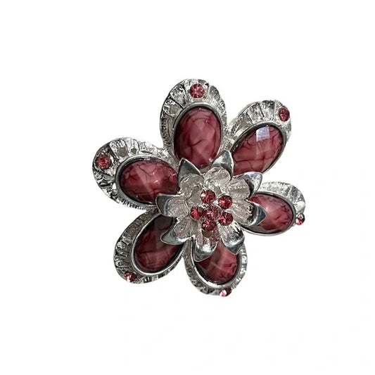 Pink | Silver Flower Brooch