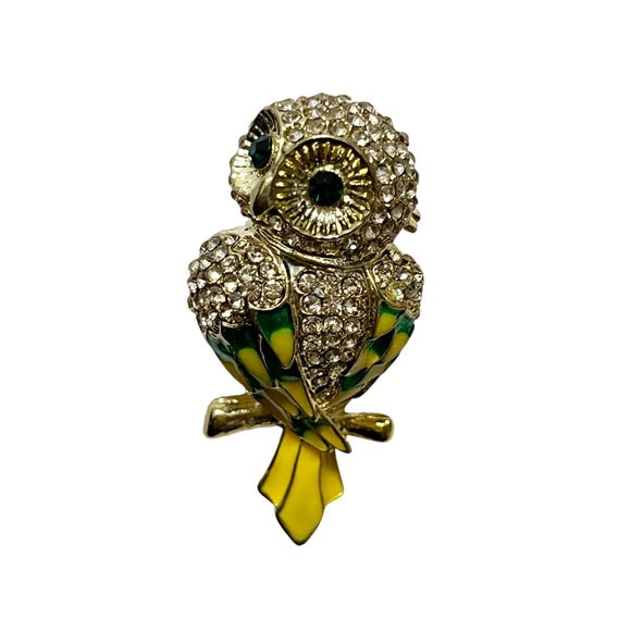 Yellow | Green Owl Brooch