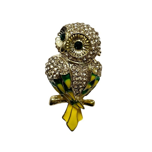 Yellow | Green Owl Brooch