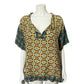Sundance Multi-Color Print 100% Silk Short Sleeve Top Sz Large