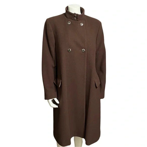 Harve Benard Brown 100% Wool Coat Size 14