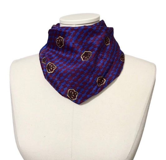 Blue/Burgundy/Gold Silk Scarf