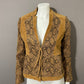 Vintage CHI-Carlos Falchi Brown Snake Scale Print Suede Leather Jacket Sz-Xtra Small